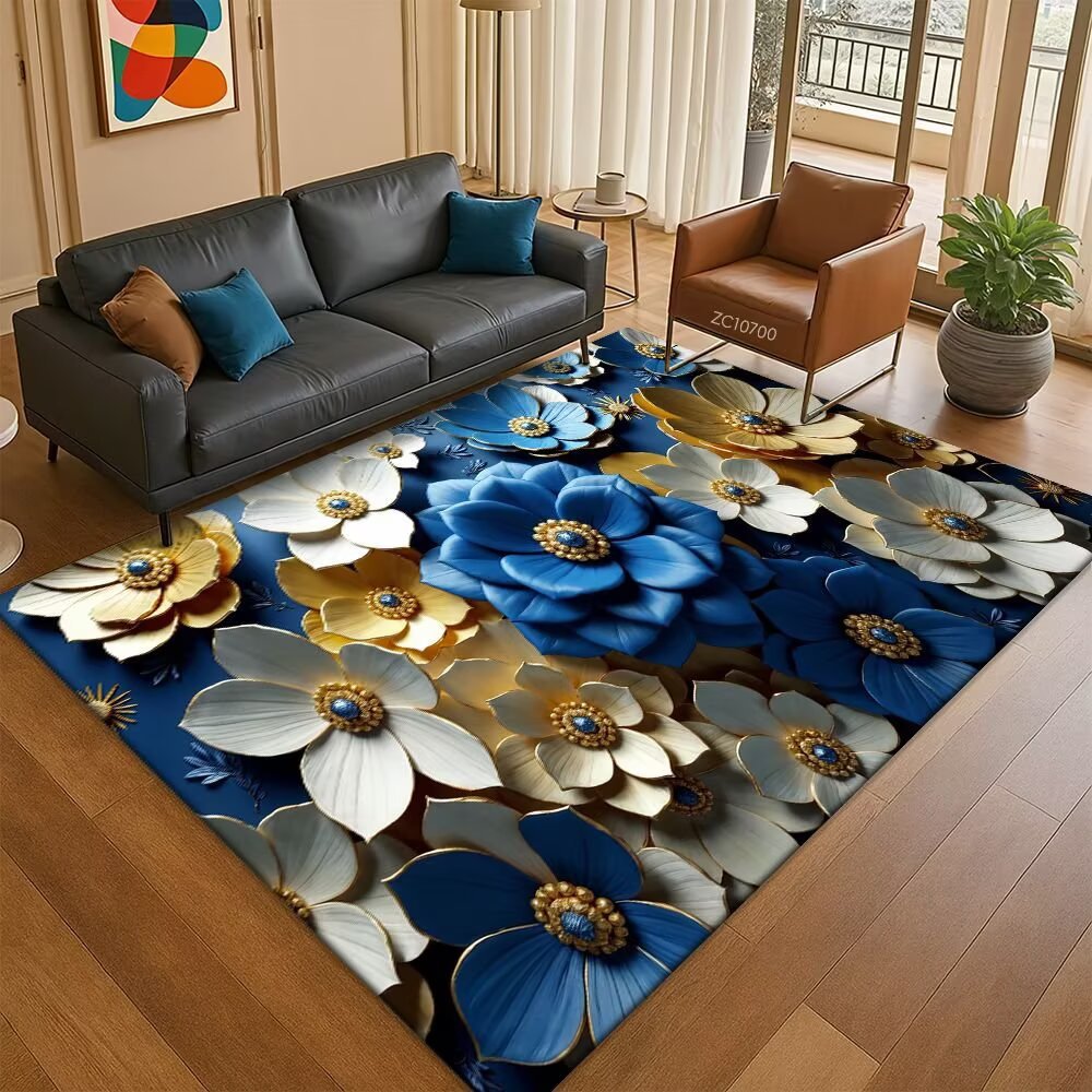 Leaf-Patterned Area Rug Stornfield