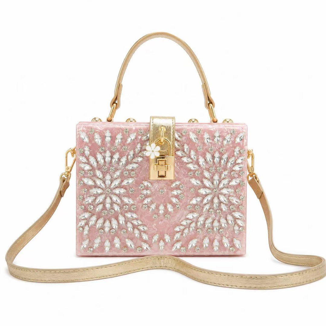 Decorative Jewel-Embellished Acrylic Clutch