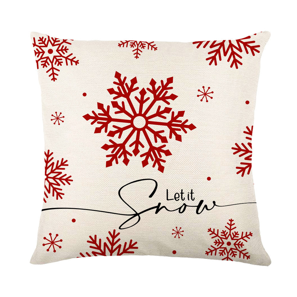 Festive Decorative Throw Pillow Cover with Holiday Script and Botanical Illustration