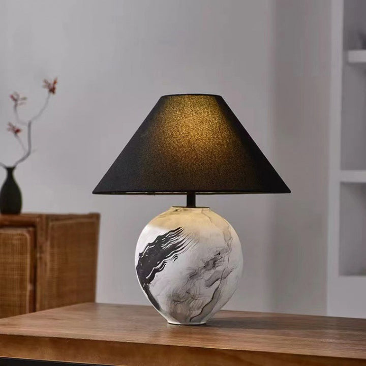 Artistic Table Lamp with Geometric Base