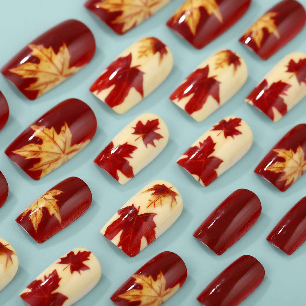 Artificial Nail Set with autumn leaves and various designs Stornfield