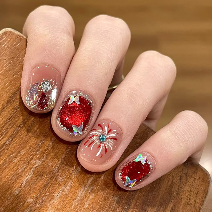 Nail set with sparkly glitter and creative design accents Stornfield