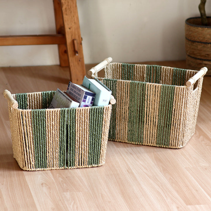 Handcrafted storage basket with natural fiber Stornfield