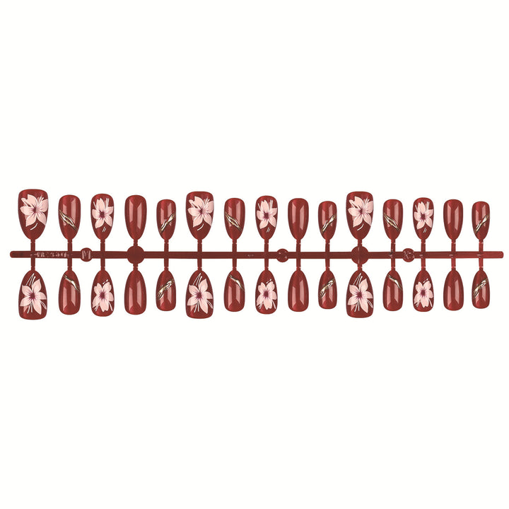 Floral-Designed Press-On Nail Art Set