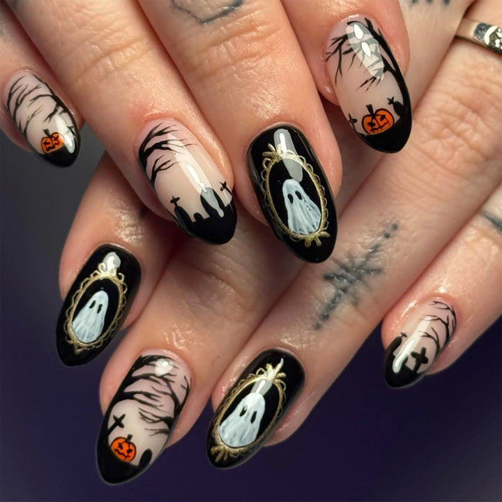 Creative Halloween Nail Art Set with Ghost and Pumpkin Designs Stornfield