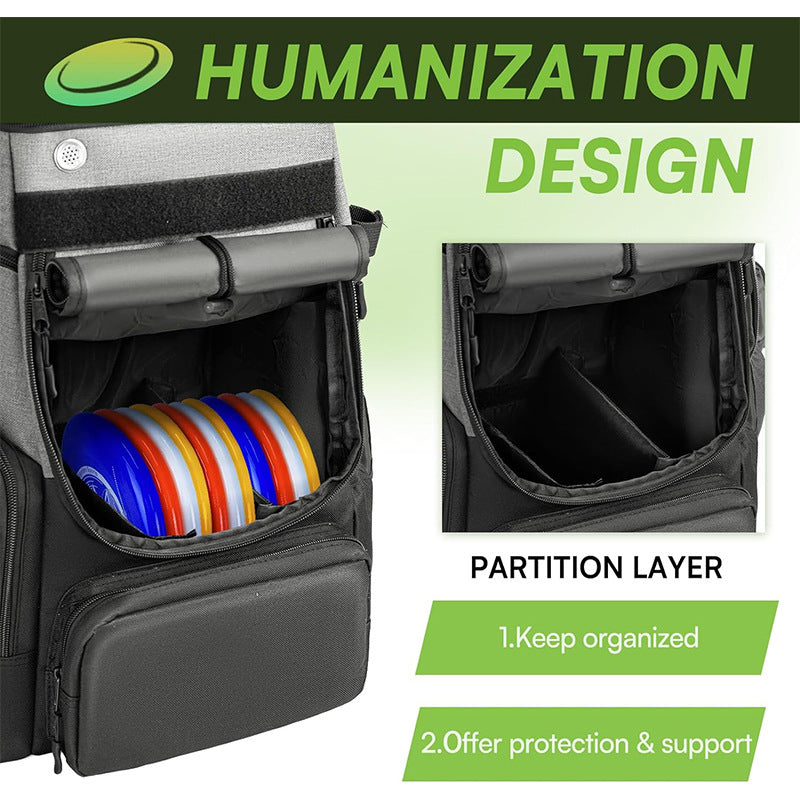 Unisex nan robust Disc Golf Backpack with padded disc compartment, side bottle holder, and multifunctional accessory pockets Stornfield