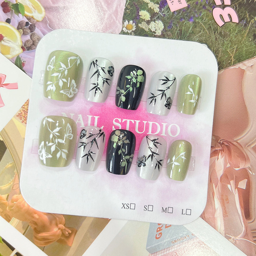 Artistic Artificial Nail Tips with Floral Designs Stornfield