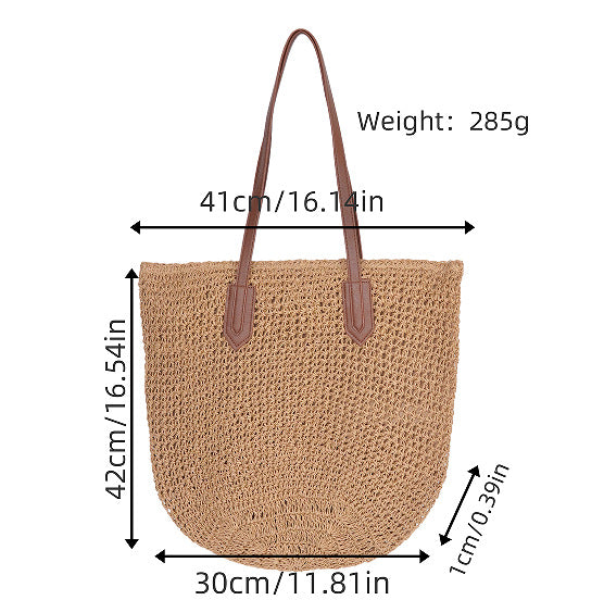 Braided tote bag with long leather handles Stornfield