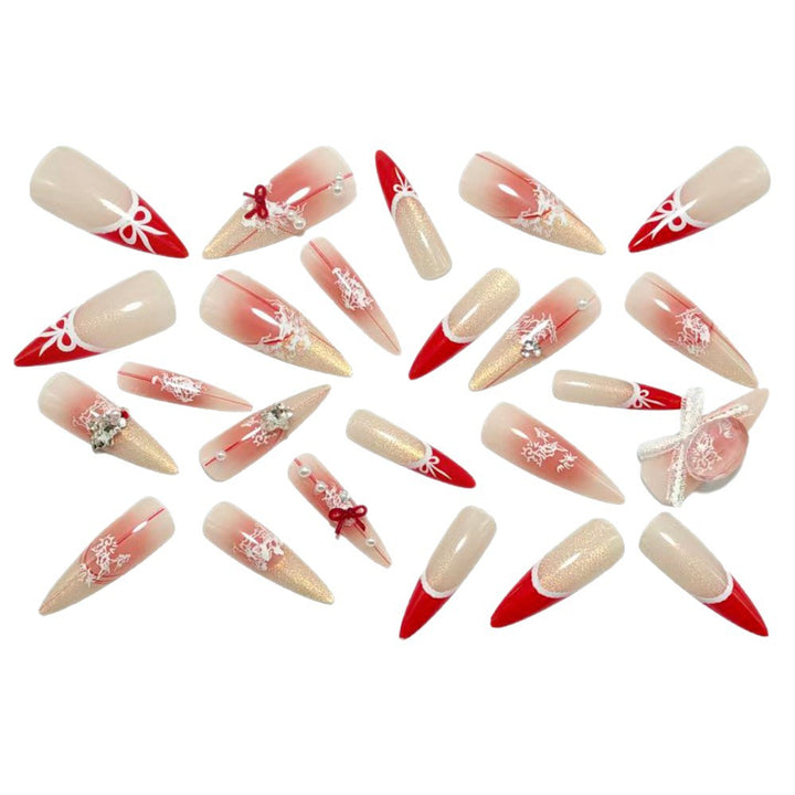 Artificial nails with romantic bow and lace design Stornfield