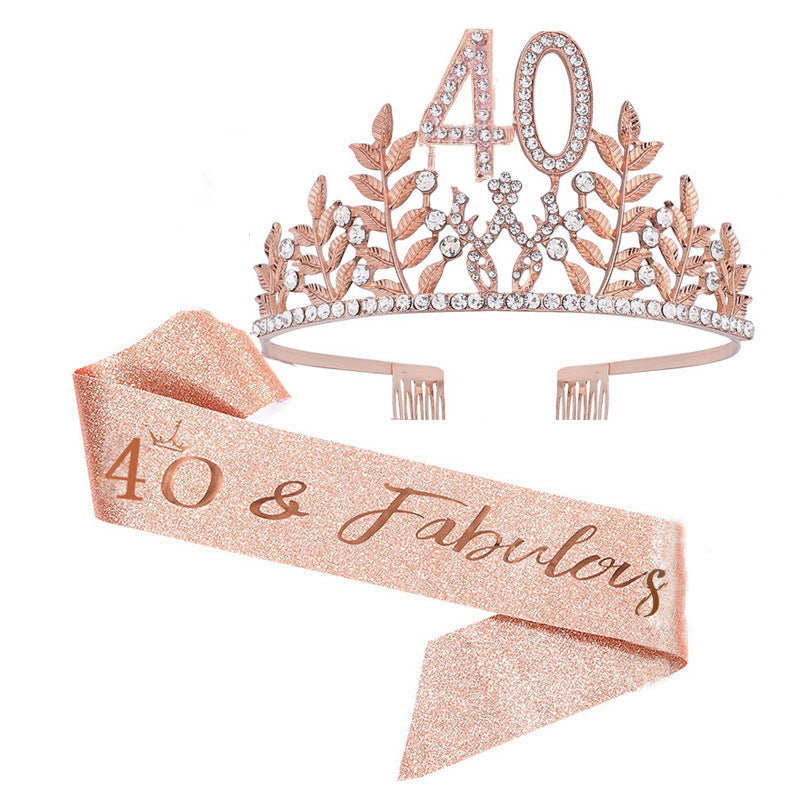 Women's Glamorous Birthday Crown with Shining Rhinestones Stornfield