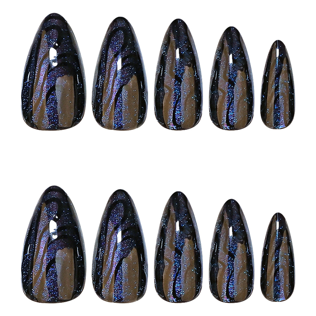 Artistic stiletto nails with shimmering effects Stornfield