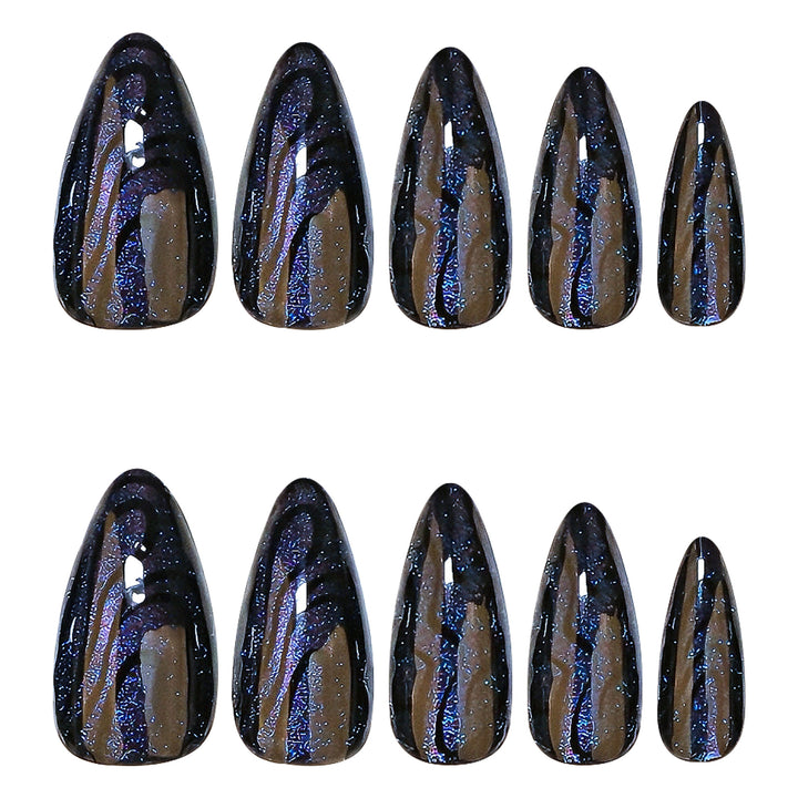 Artistic stiletto nails with shimmering effects Stornfield