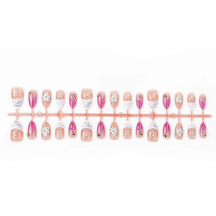 Artistic Press-On Nail Set with Star and Shell Accents Stornfield
