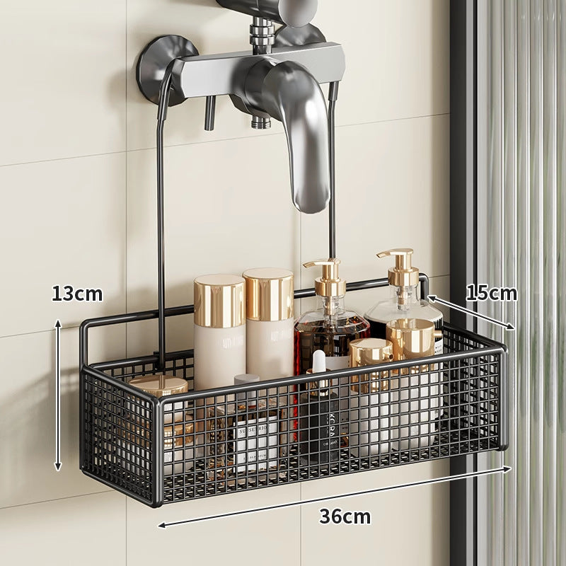 Overhead Faucet Hanging Mesh Shower Caddy with Hook Rack