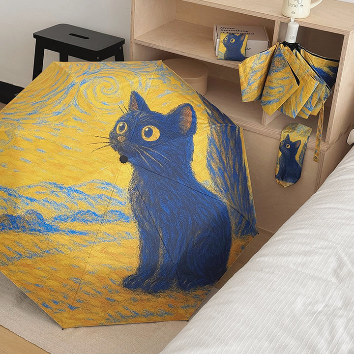 Women's Automatic Folding Umbrella with Cat Design Stornfield