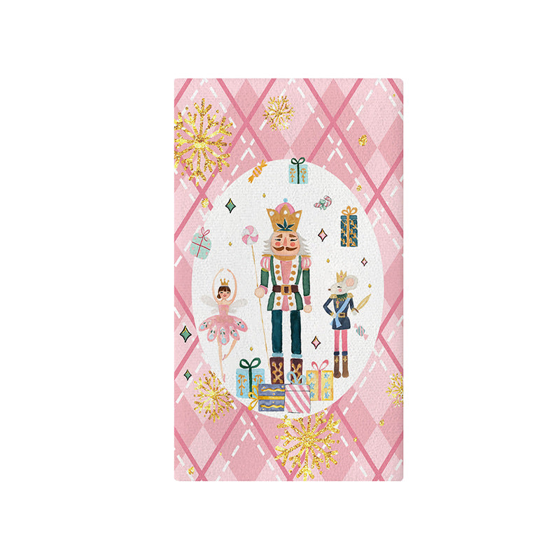 Festive Cotton-Linen Blend Kitchen Tea Towel with Scandinavian Christmas Tree Print