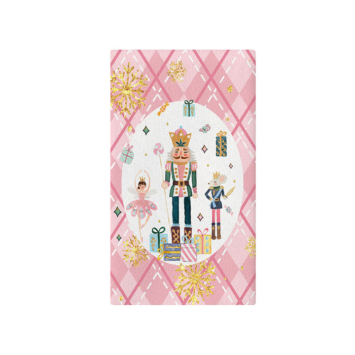 Festive Cotton-Linen Blend Kitchen Tea Towel with Scandinavian Christmas Tree Print