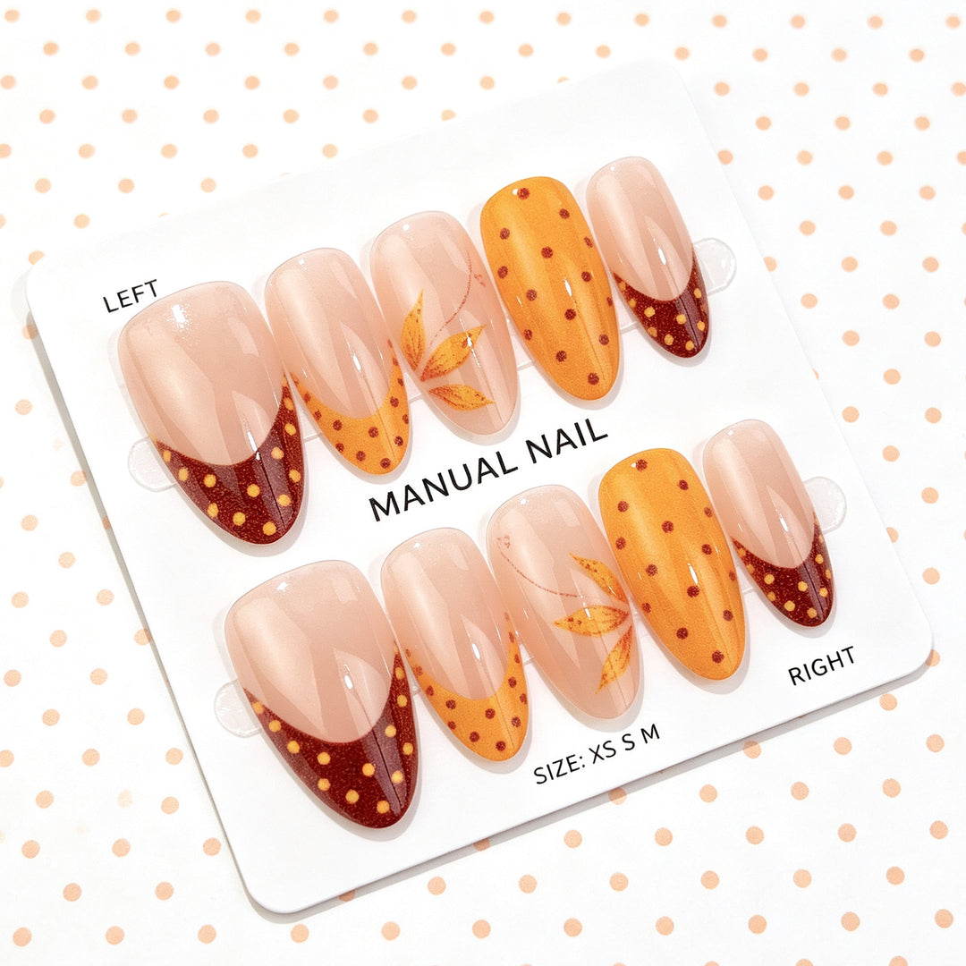 Artistic Autumn-Themed Press-On Nails