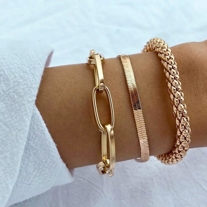 Multi-Textured Silver Chain Bracelet Set Stornfield