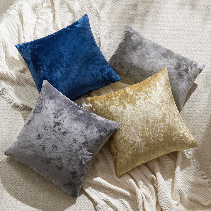 Square Crushed Velvet Decorative Throw Pillow Covers with Hidden Zipper