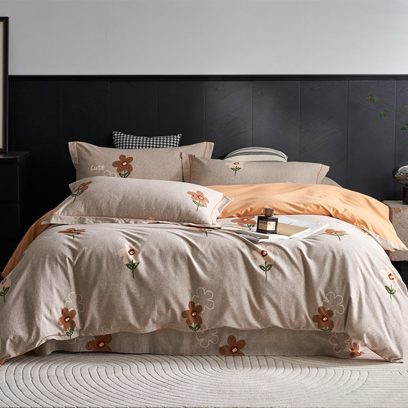 Luxury Cotton Sateen Geometric Duvet Cover Set with Pillowcases