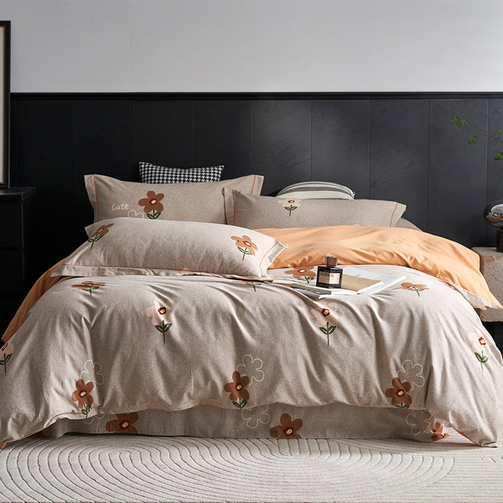 Luxury Cotton Sateen Geometric Duvet Cover Set with Pillowcases