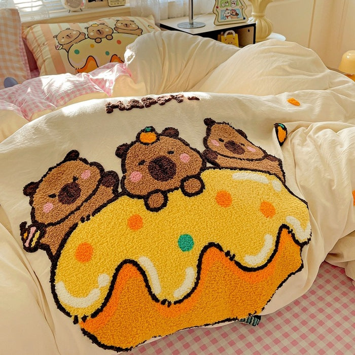 Cute Cartoon Bear Pattern Duvet Cover Set