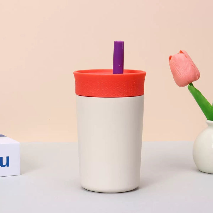 Women insulated coffee cup with integrated straw Stornfield