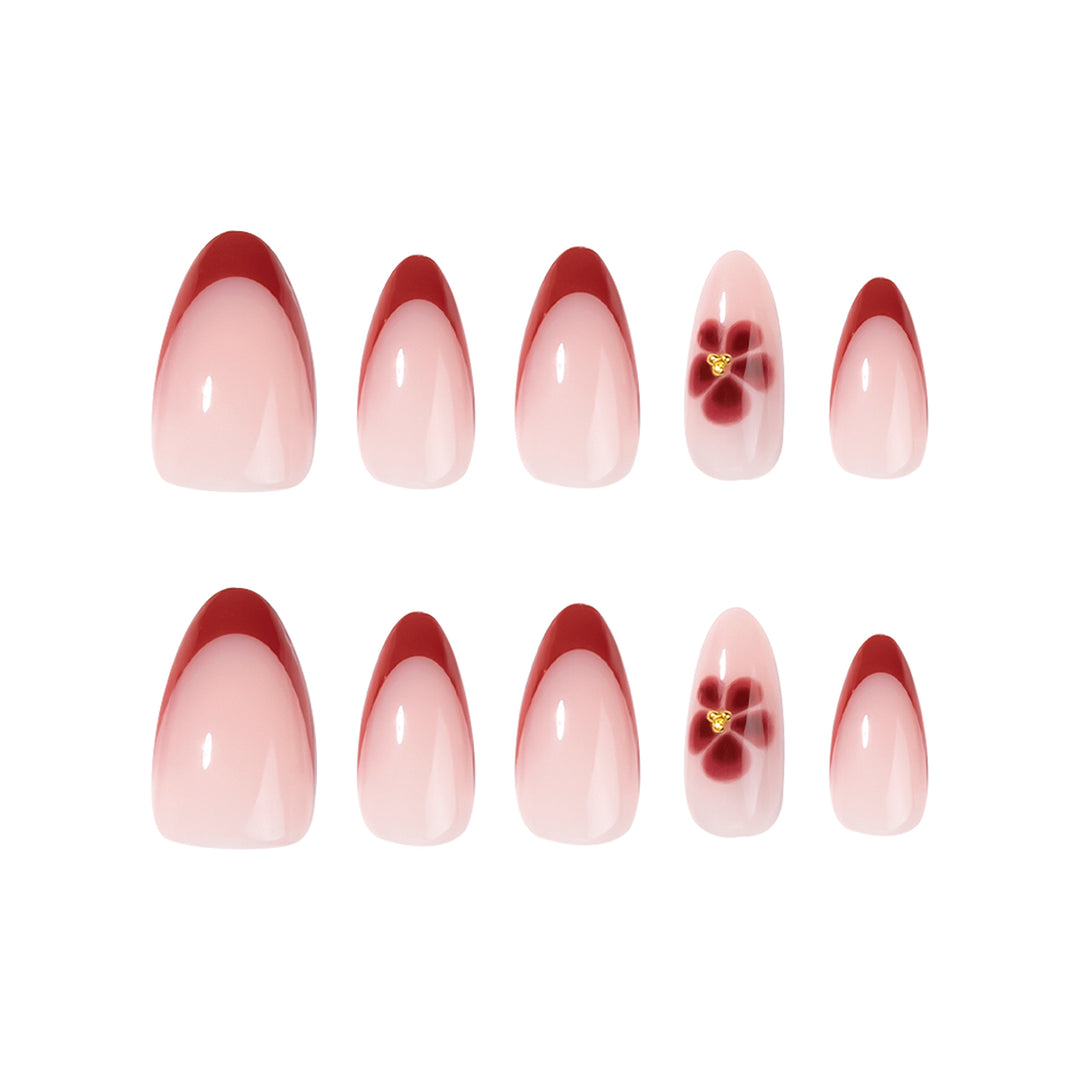 Elegant and artistically designed stiletto nails with flower design Stornfield