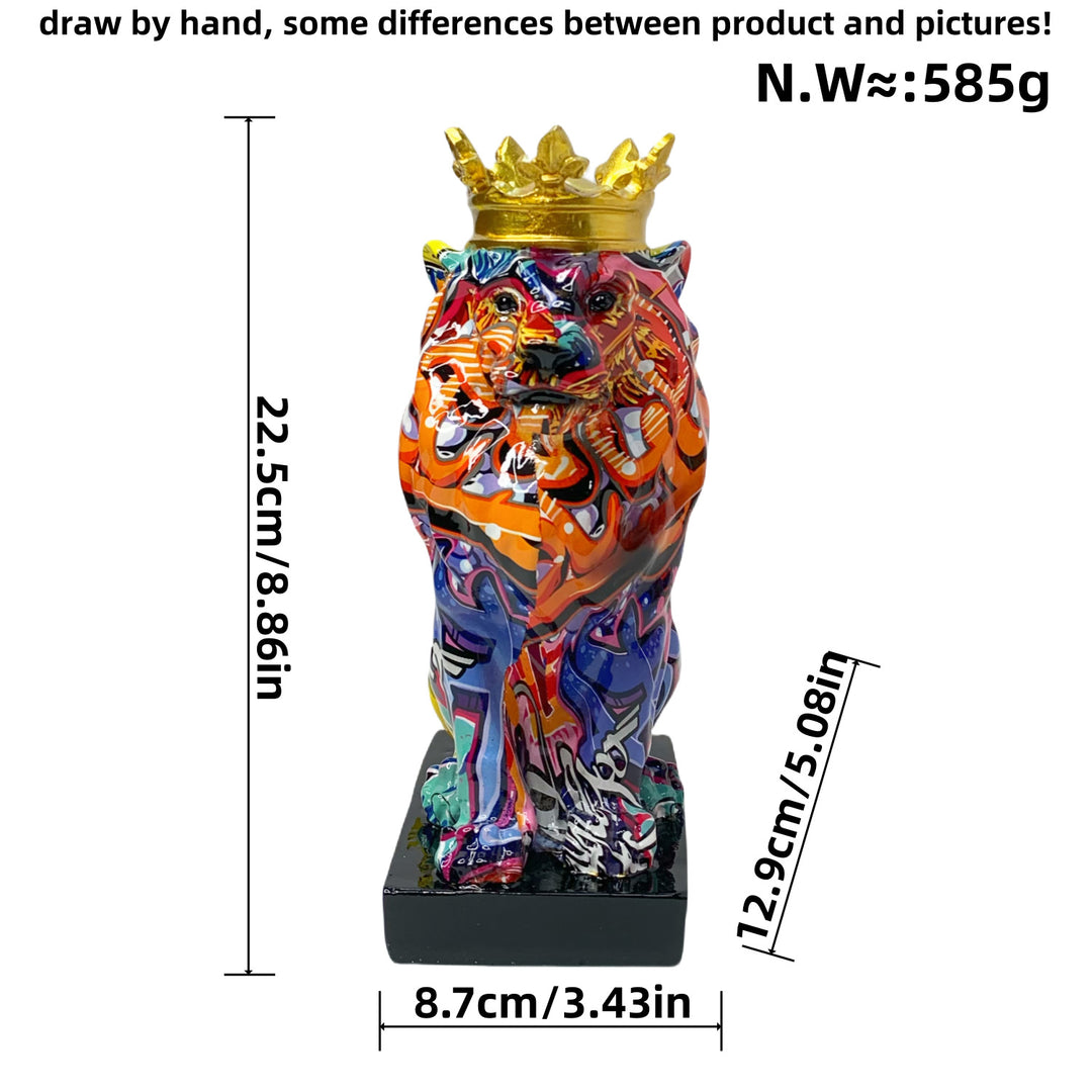 Colorful Lion Sculpture with Crown Stornfield