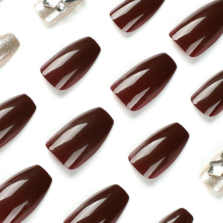 Artfully designed Gel nails with rhinestone decorations Stornfield