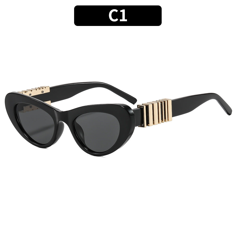 Bold Cat-Eye Sunglasses with Decorative Temple Accents