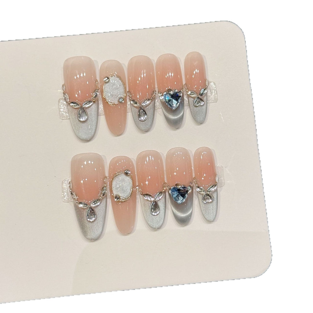 Decorative Crystal-Embellished Press-On Nail Art Set