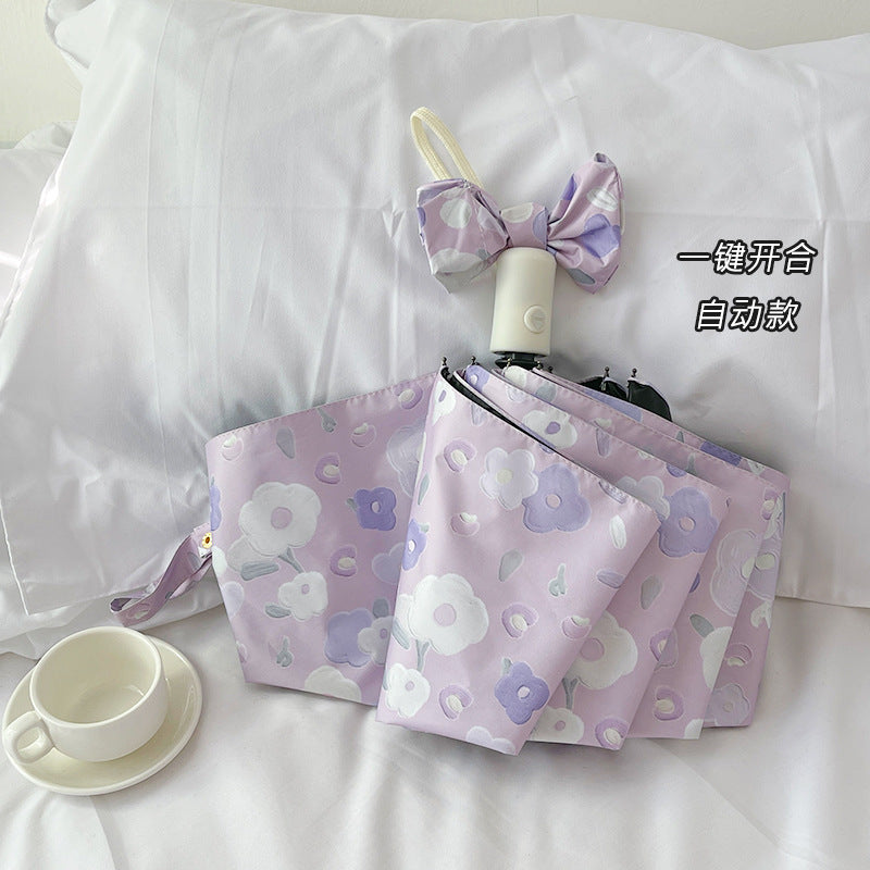 Women's Automatic Folding Umbrella with Floral Design and Practical Storage System Stornfield