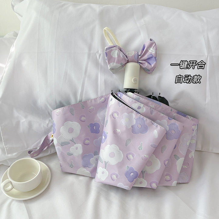 Women's Automatic Folding Umbrella with Floral Design and Practical Storage System Stornfield