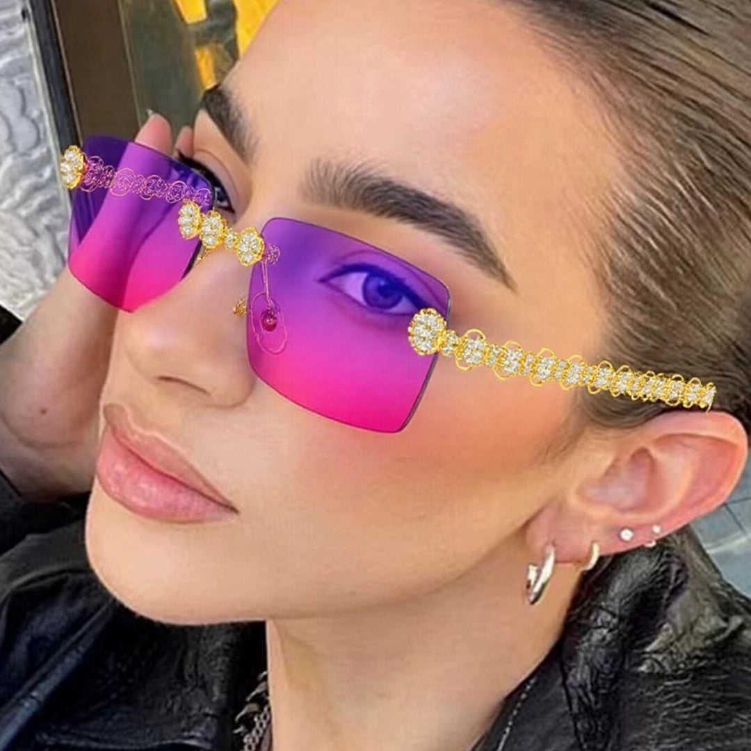 Women's designer sunglasses with sparkling frame and rectangular lenses Stornfield