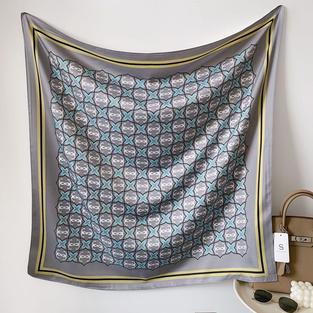 Women's silk scarf in elegant botanical design Stornfield