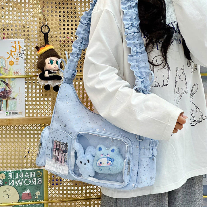 Star-Print Ruffle Strap Shoulder Bag Stornfield