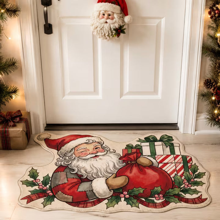 Fun Holiday Surfing Santa Area Rug