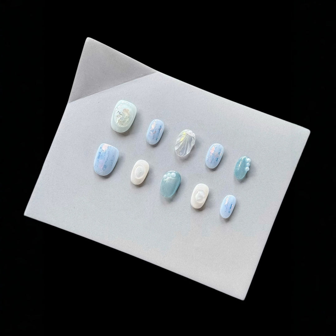 Decorative Press-On Nail Art Set with Unique Textures