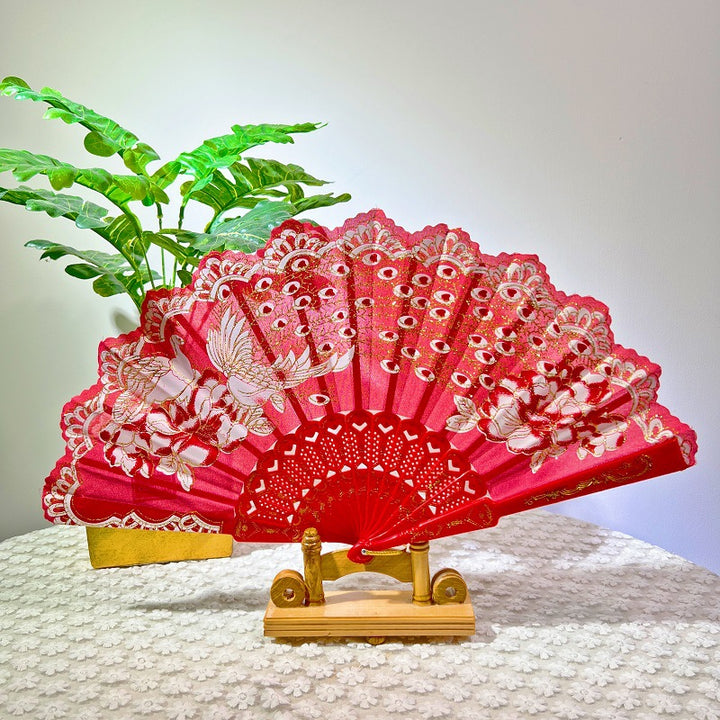 Women Folding Hand Fan with Elegant Embroidery Stornfield