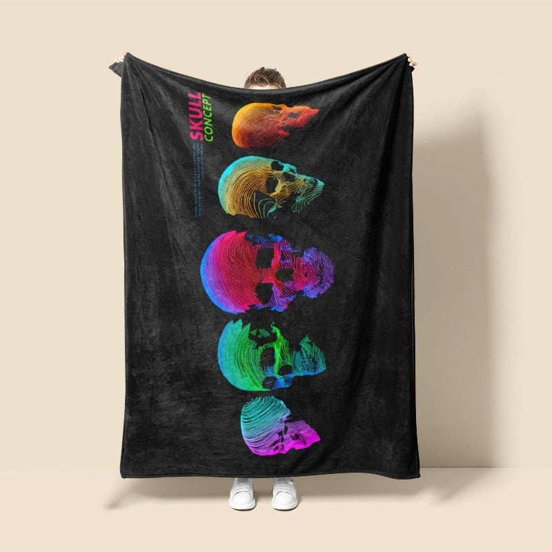 Artistic Skull-Themed Fleece Blanket