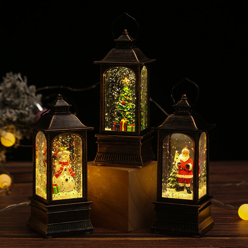 Nostalgic Christmas lantern with glowing snowman Stornfield