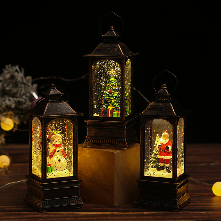 Nostalgic Christmas lantern with glowing snowman Stornfield