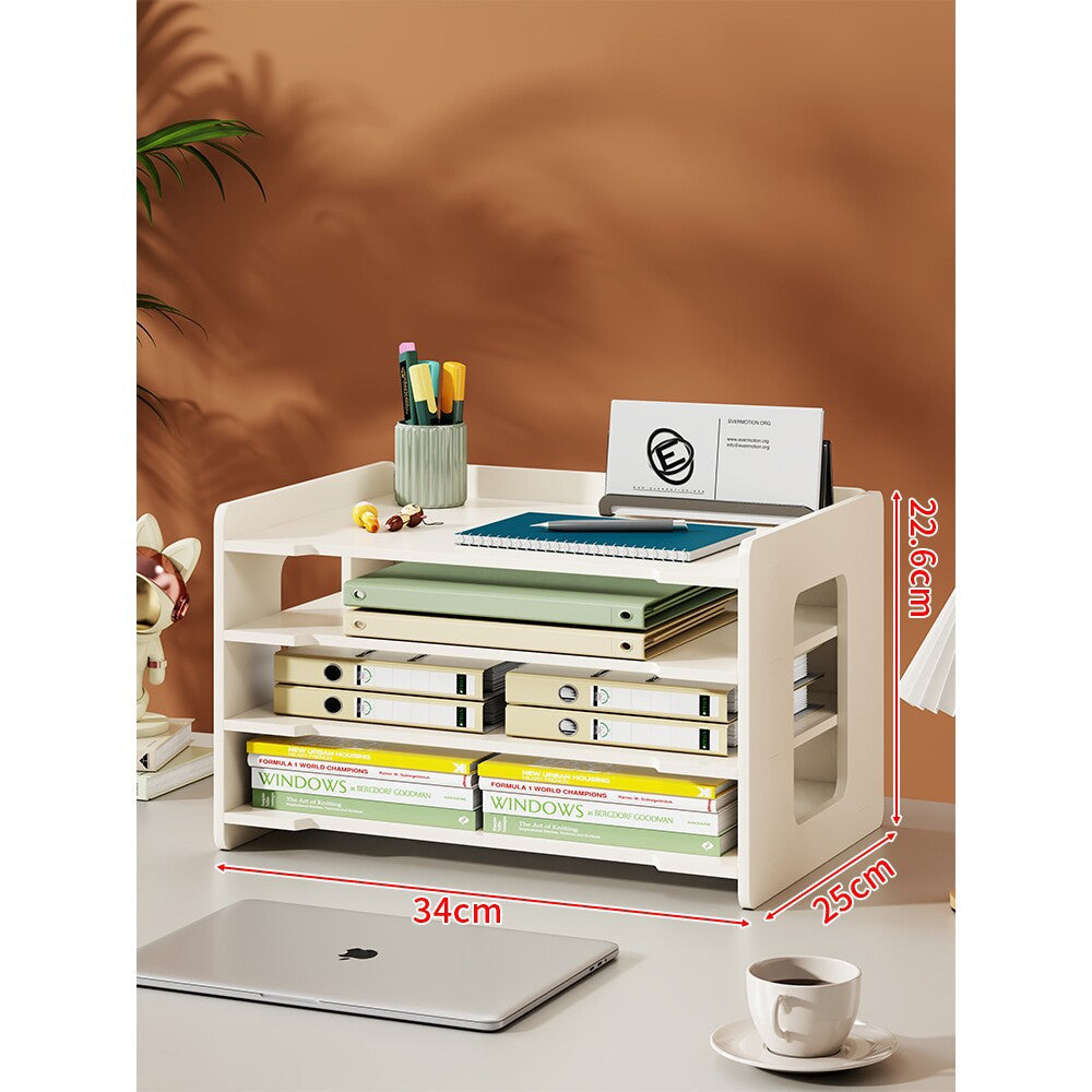 Desktop Multi-Tier Paper and Document Organizer Shelf with Slotted Trays