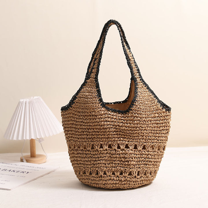 Handmade straw bag with decorative details Stornfield