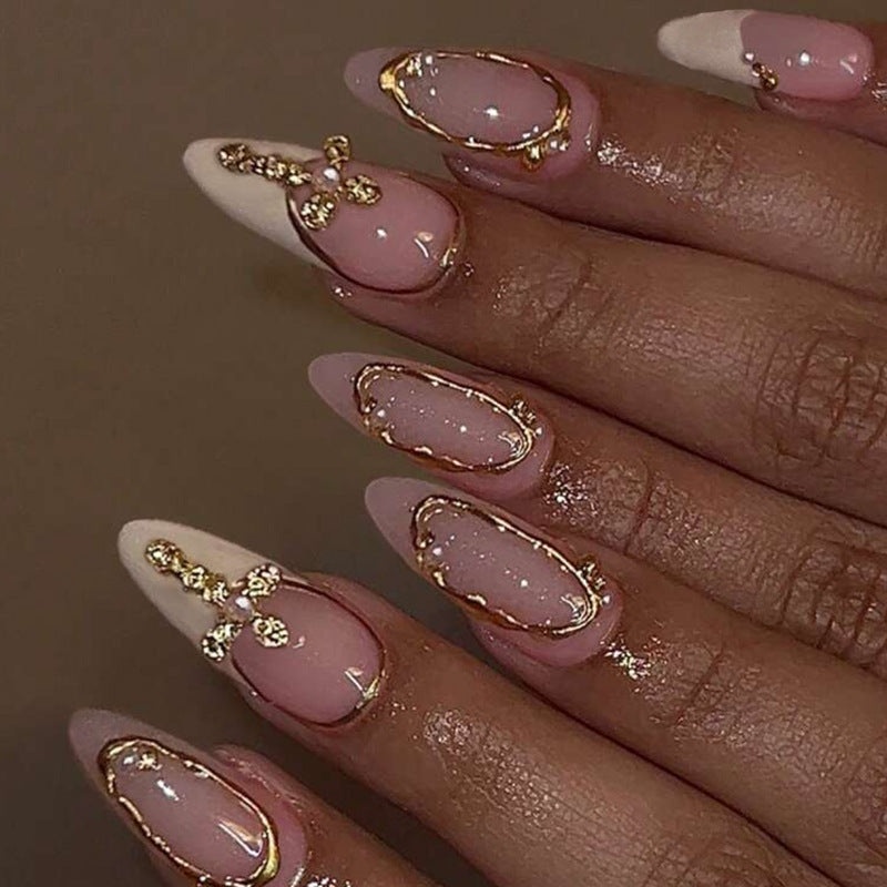 Acrylic Nail Set with Elegant Bows and Glamorous Accent Stornfield