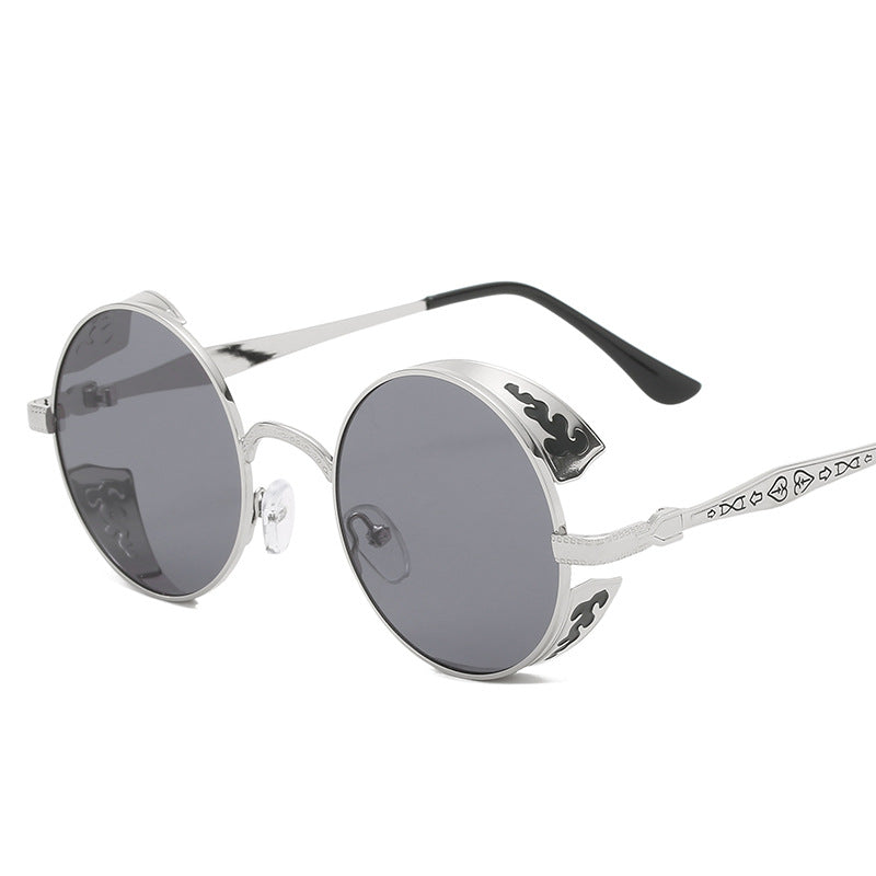 Ladies round sunglasses with luxurious gold frame and decorative elements Stornfield