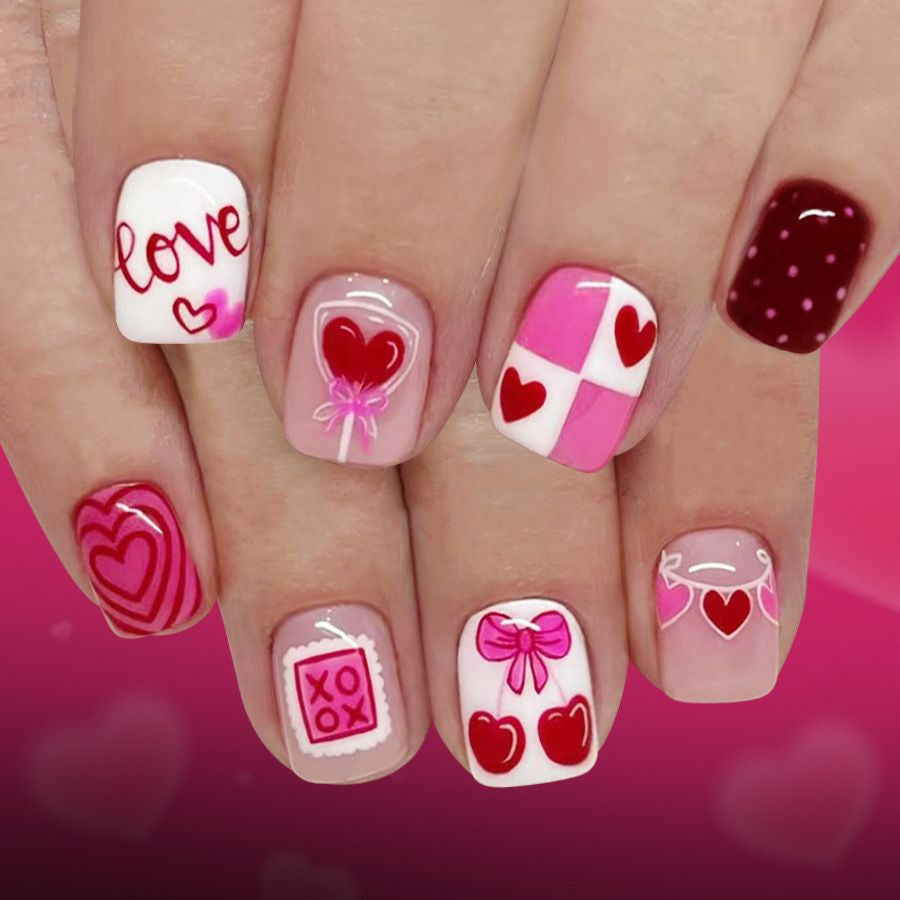 Romantic Heart Pattern Nail Art Stornfield