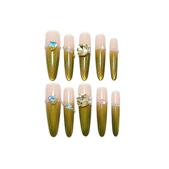 Artificial nails with Elegant Ombre Effect and Glitter Accents Stornfield